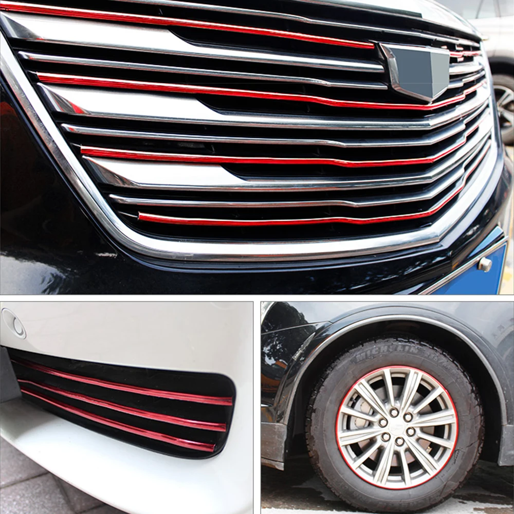 4 м/8 м автомобильный бампер Стайлинг формовочная отделка полоса защита ступицы колеса красная углеродная волокнистая решетка ударная Декоративная полоса аксессуары
