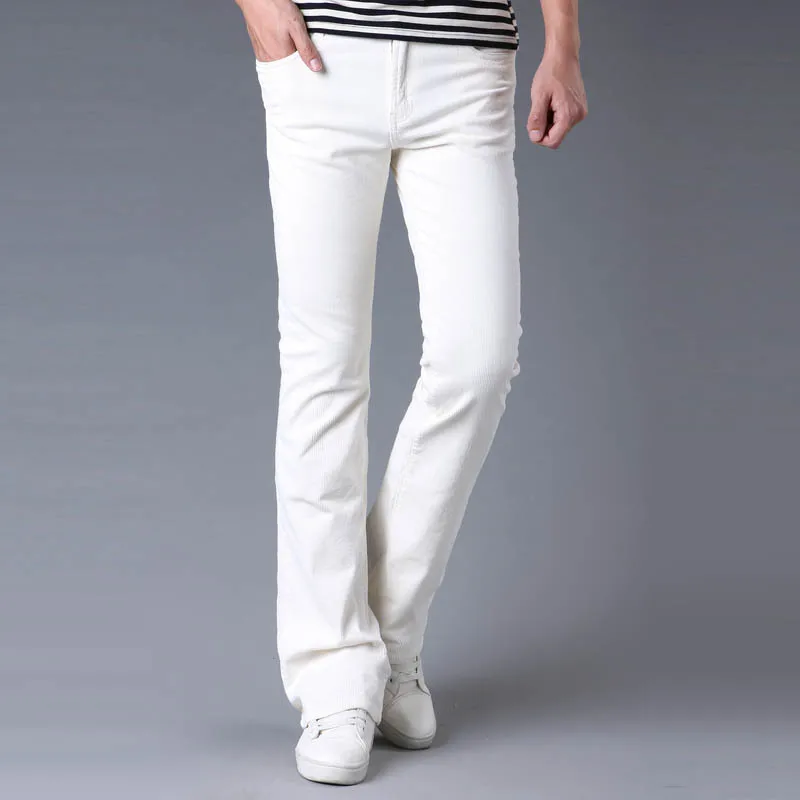 Men's Casual Pants Men's White Corduroy Casual Pants Micro Flare Flare Size 27-35 36