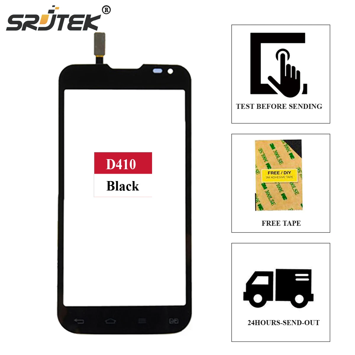 

Srjtek screen For LG Series III L90 D410 Dual Sim Card Touch Screen Digitizer Sensor Front Lens 4.7"inch Black/White