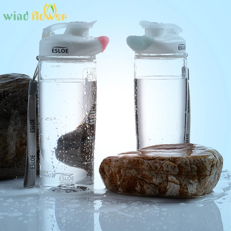 

Wind flower New Arrival Creative 500ml Share Bottle Plastic Portable Water Bottle No Touching Lids BPA Free Water Bottle
