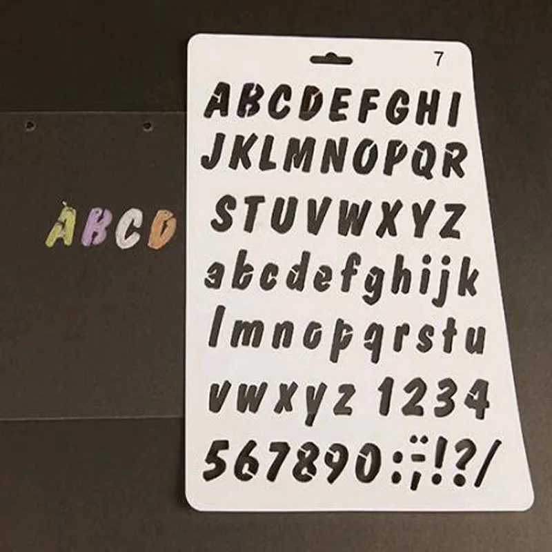 1pc Alphabet Number Lettering Stencil Painting Template Letter Scrapbooking Coloring Embossing Accessories Decoration Reusable | Канцтовары