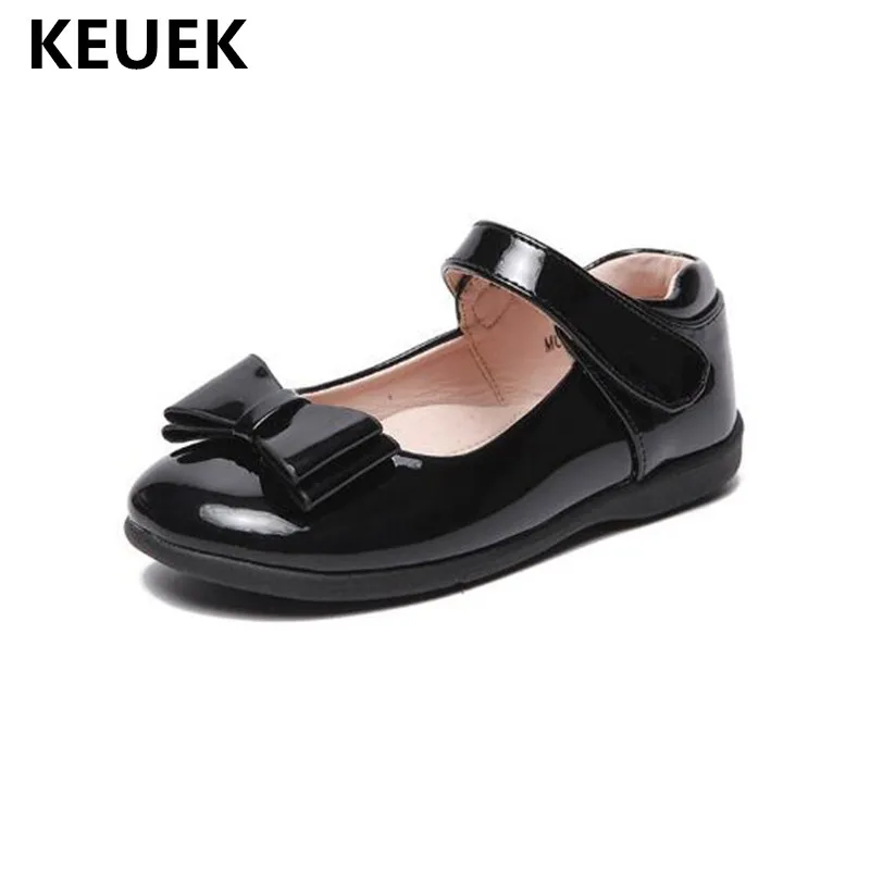 

New Spring/Autumn Children Leather Shoes Girls Performance Student Black School Dress Shoes Princess Dance Kids Shoes Flat 04