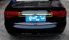 Экстерьера автомобиля Нержавеющая сталь цельнокроеное платье хвост загрузки центр задний багажник ворота Крышка Накладка для Audi A4 B8 2013 2014 2015