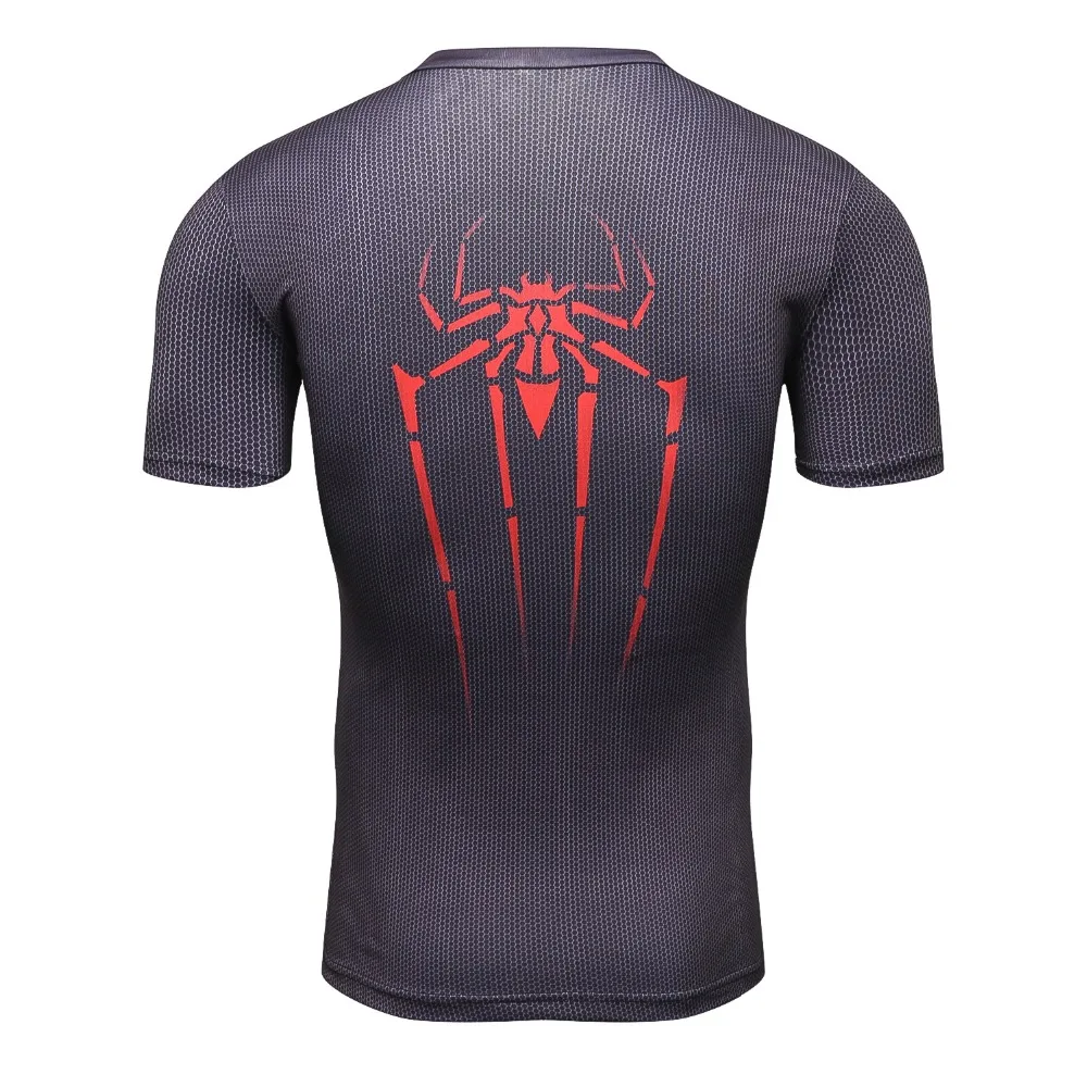 Мужские футболки с 3D-принтом «Человек-паук», компрессионные быстросохнущие футболки для фитнеса, летние футболки с супергероями