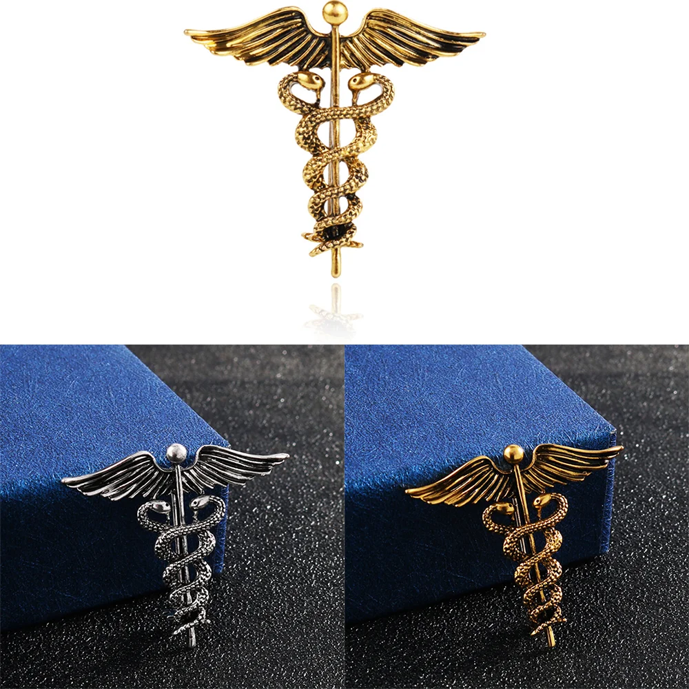 

Men's Suit Brooch Trendy Metal Angel Wings Creative Snake Design Brooches Pins Women Male Shirt Collar Badge Lapel Peace Jewelry