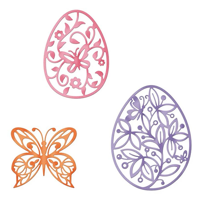 

HamyHo Easter Egg & Butterfly Frame Metal Steel Cutting Dies Decorative Scrapbooking DIY Embossing Dies for Paper Cards Stencils