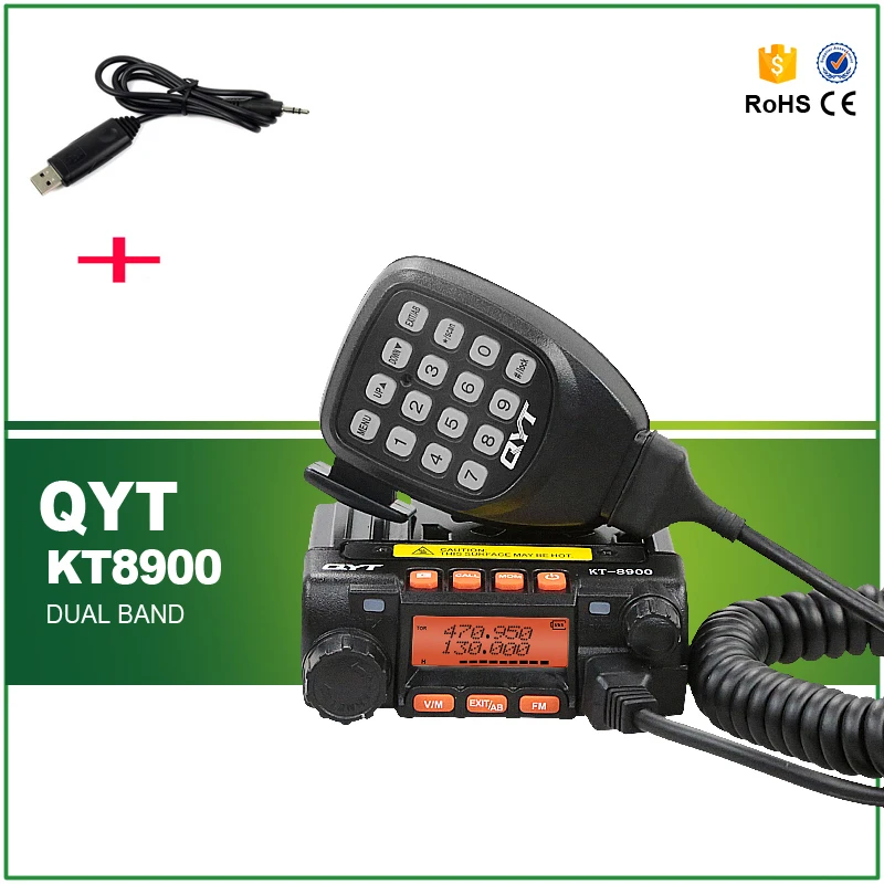  Hot Sell 100% Original QYT KT-8900 Ham Amateur Car Radio Walkie Talkie with Programming Cable and CD 