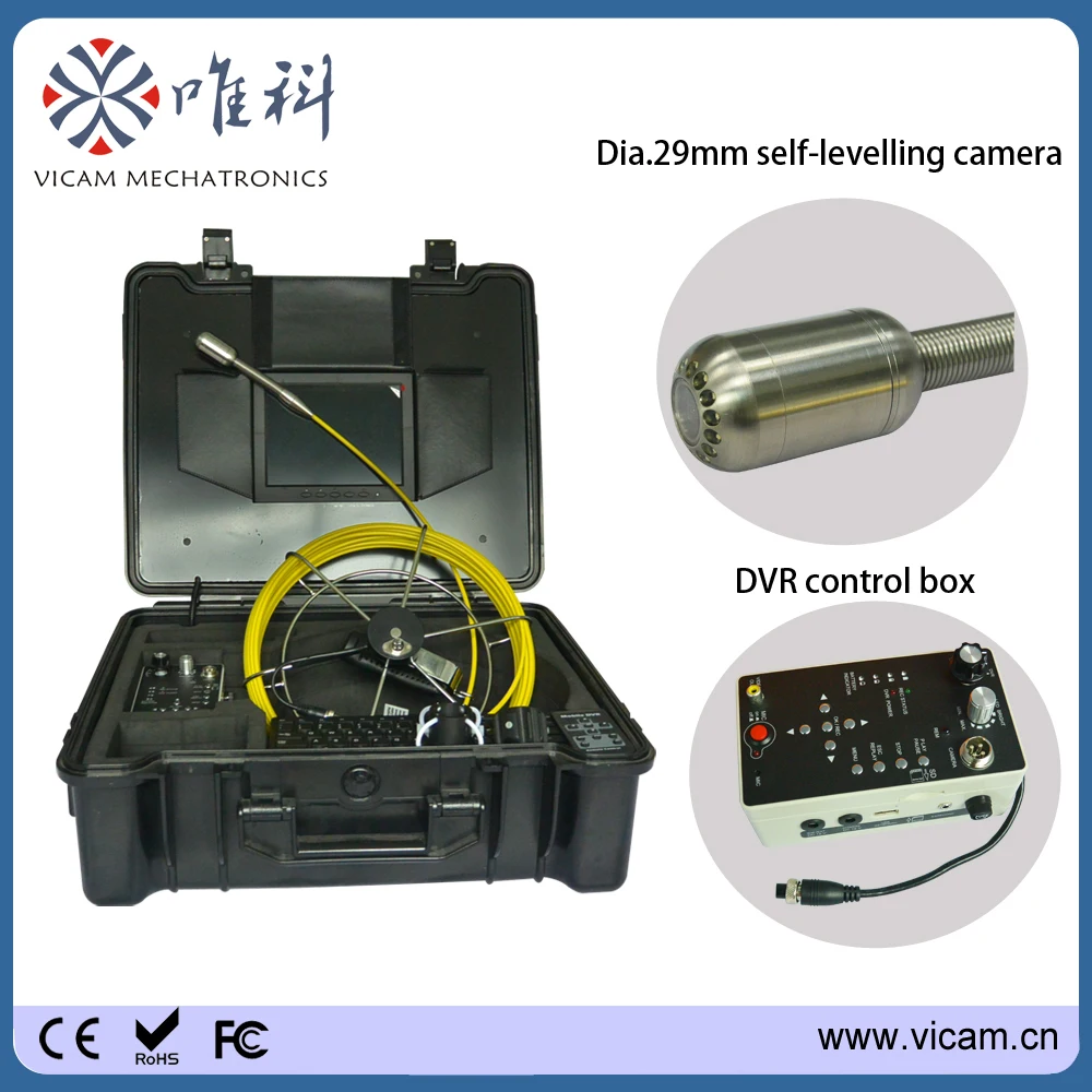 Vicam 29 мм само уровня Водонепроницаемый трубы камеры видеонаблюдения канализационные трубы осмотра трубопровода камера с текстовым редактором и DVR Box