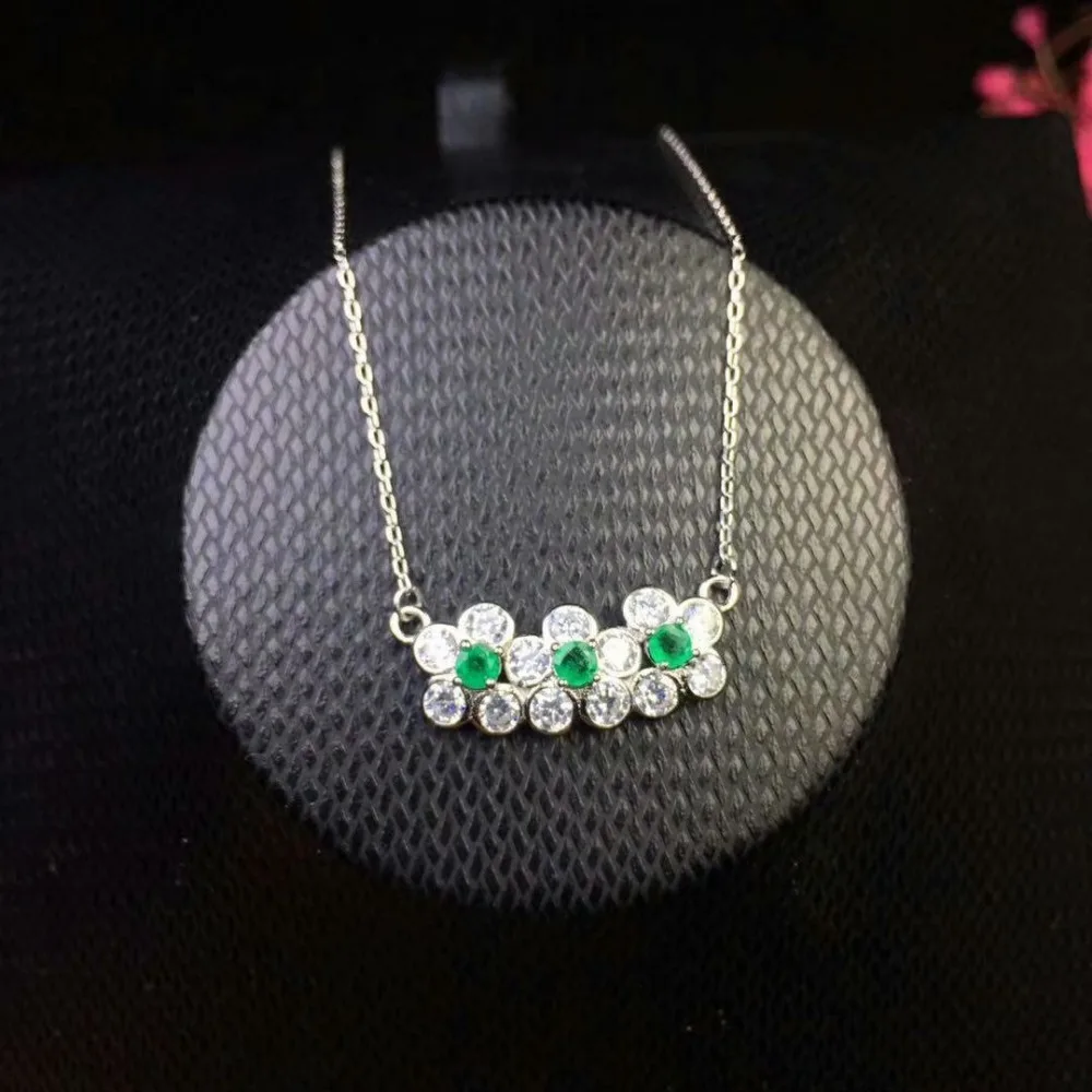SHILOVEM 925 серебро изумрудные Подвески Классический fine Jewelry ожерелье прилагается свадебный подарок оптовая продажа 3*3 мм Новый dlp030301agml