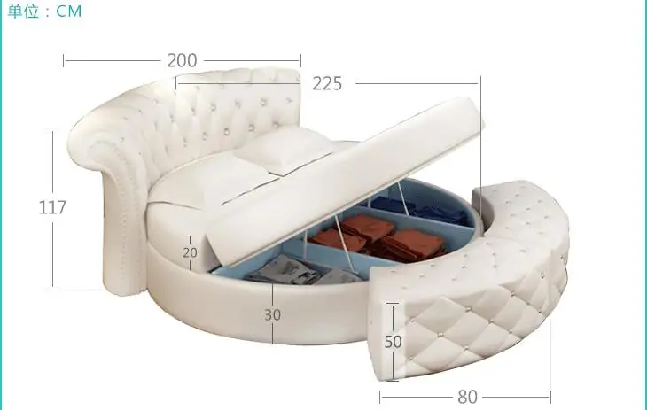 Европейские влюбленные кожа тема отель Мягкая Кровать Круглый двойной Свадебный кровать современная простая принцесса кожаная кровать