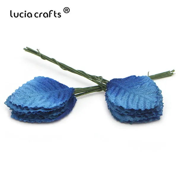 Lucia crafts 50 шт/100 шт искусственные листья флорист Сделай Сам домашний венок для вечеринок Свадебный декор Скрапбукинг Ремесло поддельные цветы A0703 - Цвет: C2 Blue   50pcs