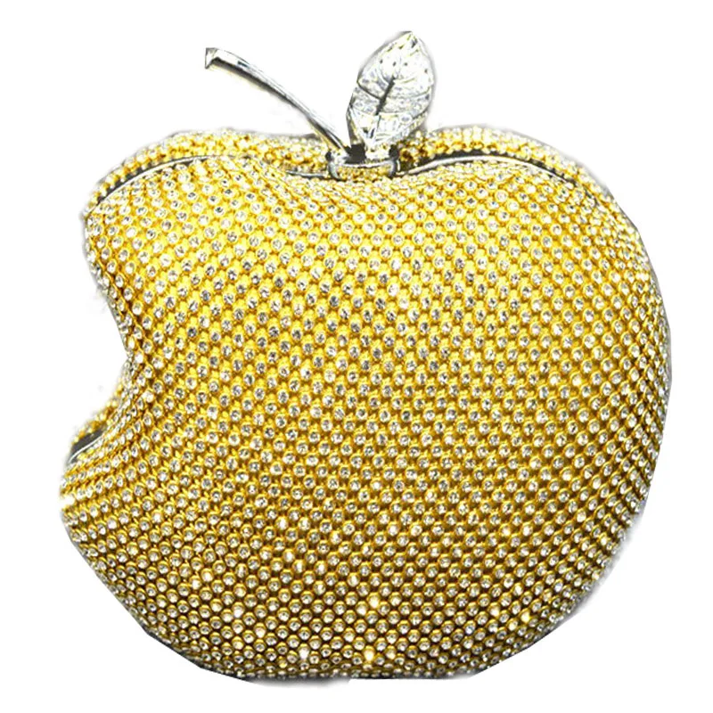 

Evening Clutch Bags 2018 New Brand Fashionable Apple Shape Round Diamond Clutches Wedding Party Bags Small Dinner Wallets Black