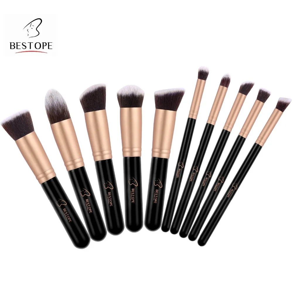 Free Shipping BESTOPE Set Of 10pcs Makeup Brushes Set Professional Foundation Blending Eyeliner Shadow Powder Cosmetics