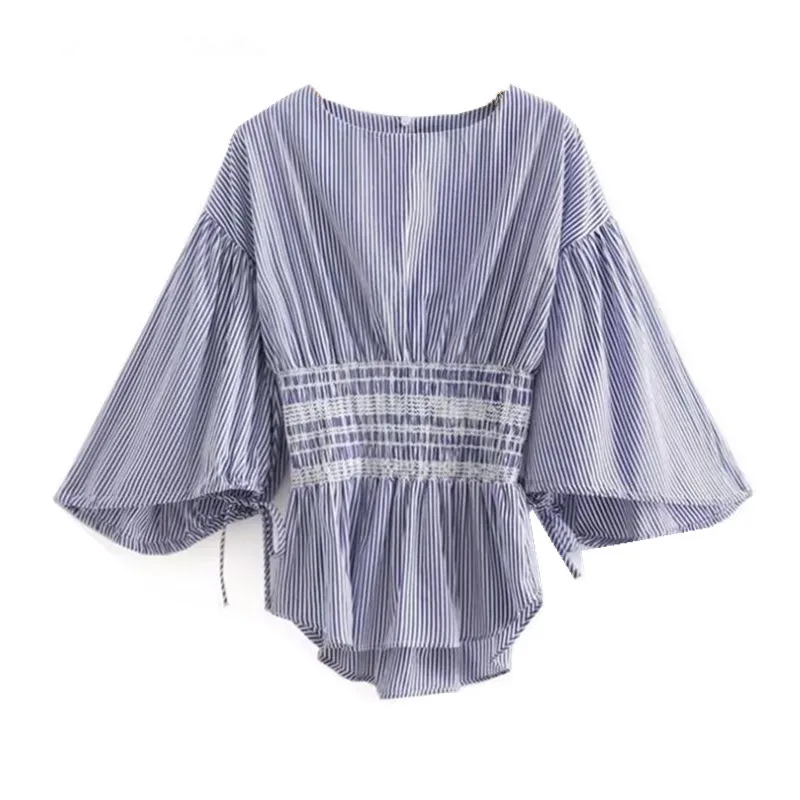 Printed Square Collar Flare Cuff Blouse Printed Square Collar Flare Cuff Blouse
