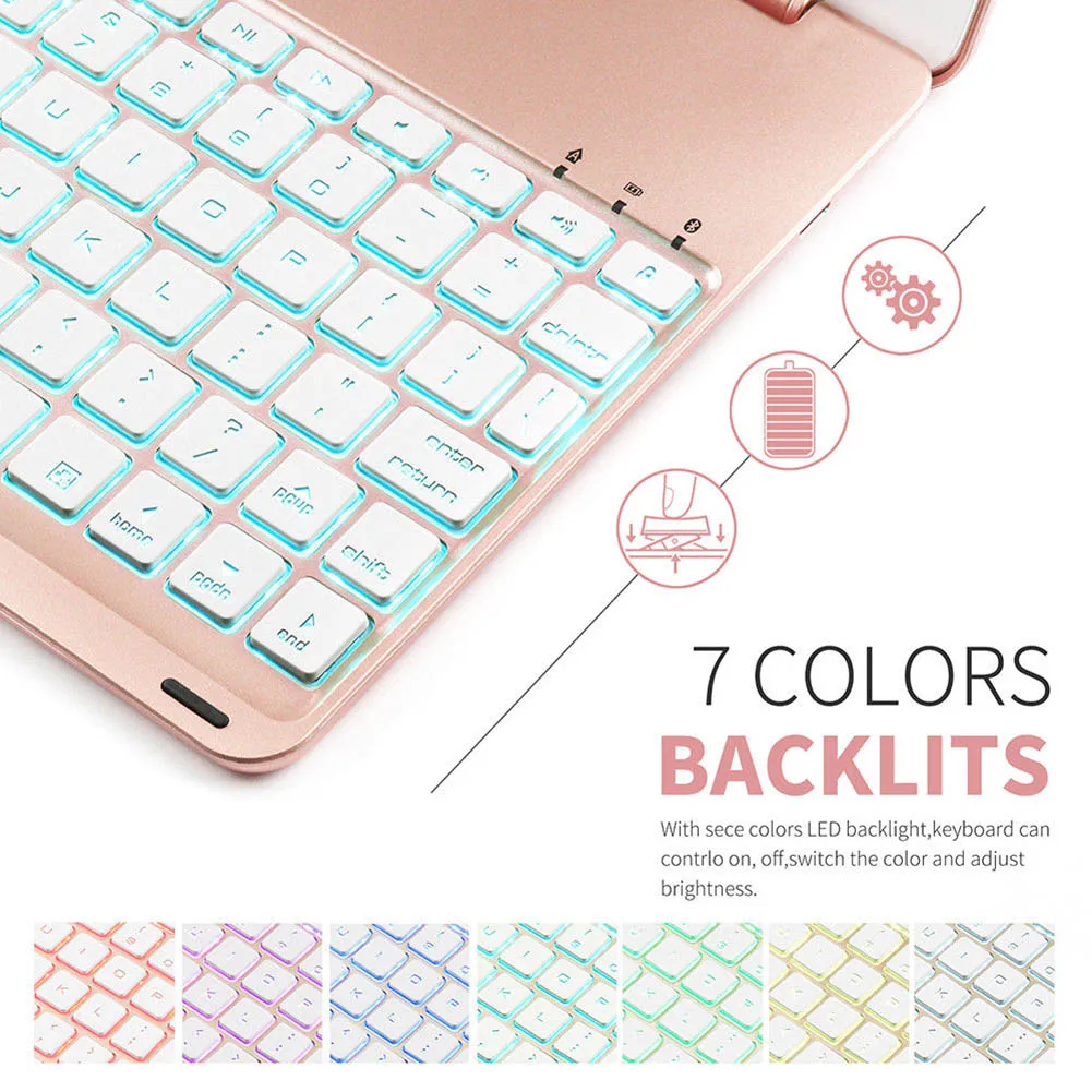 

Newly Aluminum Bluetooth Backlit Keyboard Folio Cover Case for iPad Air 2 iPad Pro 9.7 Inch