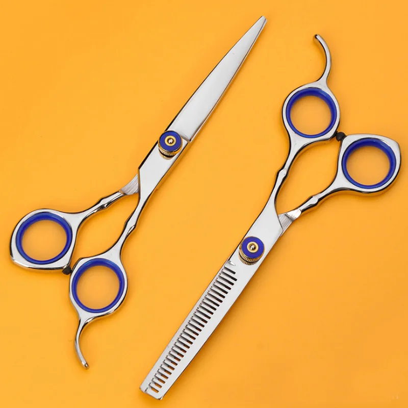 Brainbow 6 inch Cutting Scissors Styling Tool Hair Scissors Stainless Steel Salon Hairdressing Shears Regular Flat Teeth Blades