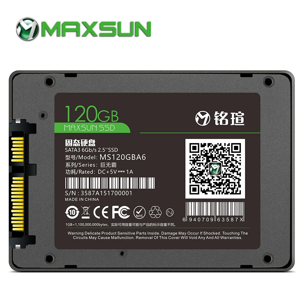 MAXSUN ssd 120 ГБ 2,5 дюйма ssd SATA III 3D NAND Flash 3 года гарантии TLC SMI ssd 120 ГБ Внутренний твердотельный накопитель для портативных ПК