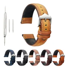Onthelevel Handmade Vintage Leather Strap Watch Band Watch Accessories Bracelet Dark blue/Black/ Dark red 20mm 22mm Watchband dark watch
