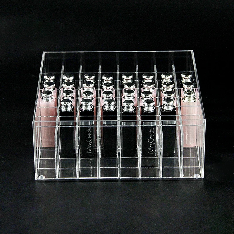 

Clear Acrylic Lipstick Storage Box 64 Holes Cosmetic Organizer Makeup Case Holder Display Stand Storage Box Cosmetic Box
