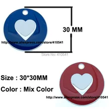 Бирка в форме сердца, бирка с адресом для домашних животных, цинковый сплав, блестящая бирка с именем собаки, смешанные цвета, подвеска для животных