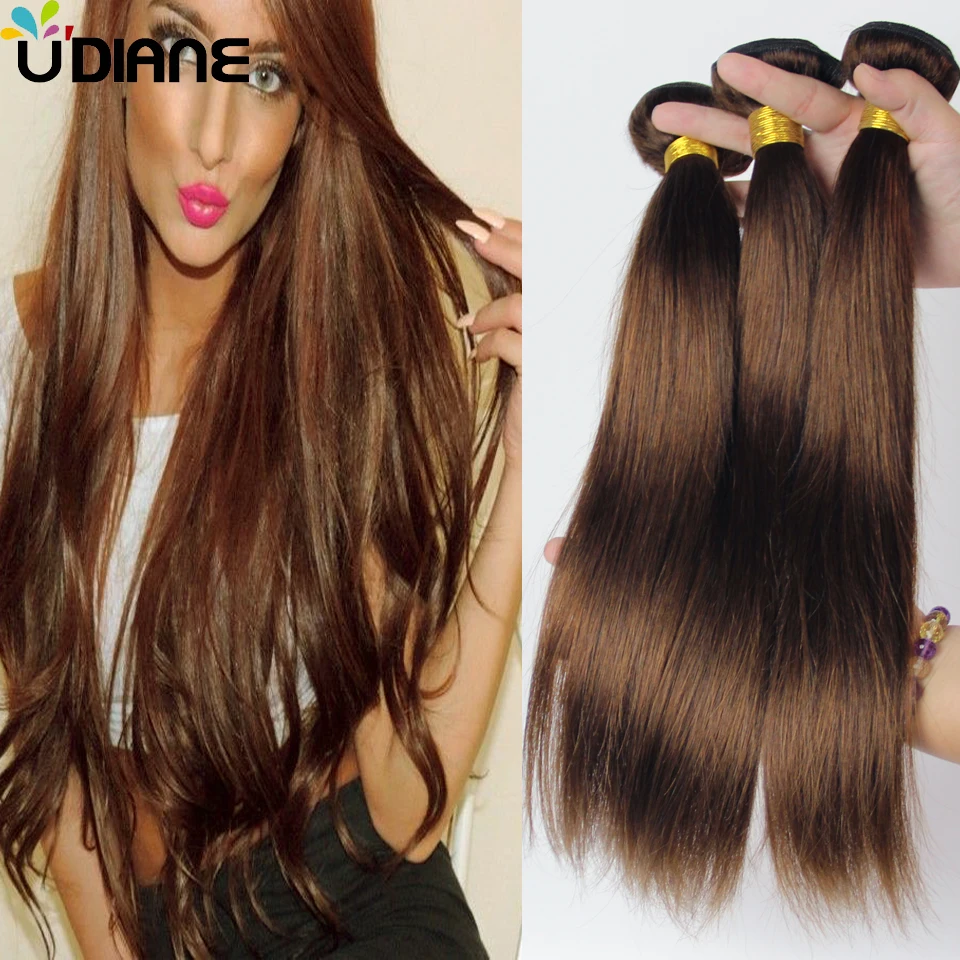 Malaysian Remy Straight Hair Weave 4 Bundles Light Brown Human Hair ...