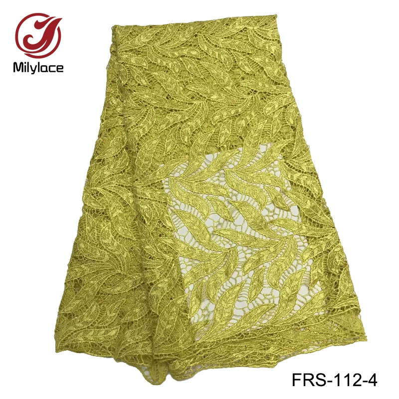 Lemon green lace plant patterns guipure lace fabric nigerian water ...