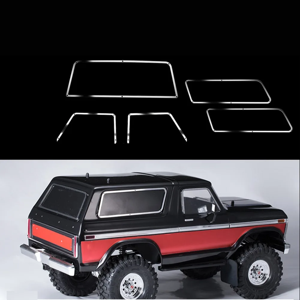 All Metal Windscreen Decoration Strip Side & Rear Window Frame for TRAXXAS TRX4 Ford Bronco RC Car Smooth Surface Beautiful