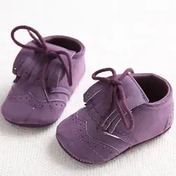 LONSANT/Детские обувь для девочек для новорожденных на шнуровке кожаные Нескользящие туфли на мягкой подошве с бахромой однотонные модные