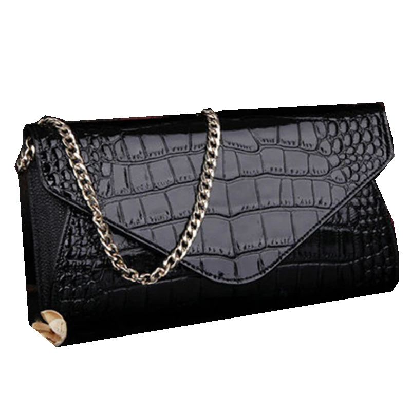 Женская сумка конверт из натуральной кожи с крокодиловым узором|messenger handbag|bag