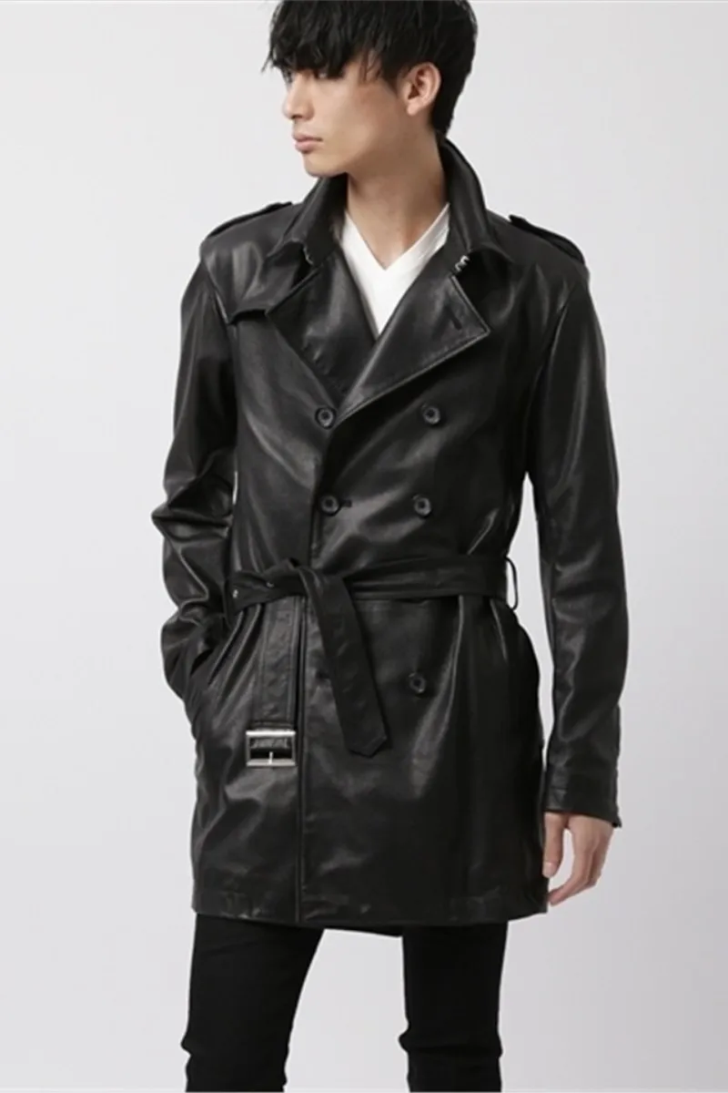 Best So tender!Only 37 pieces!Exported to Japan!Italy without coating lamb skin leather leather male long windbreaker 5