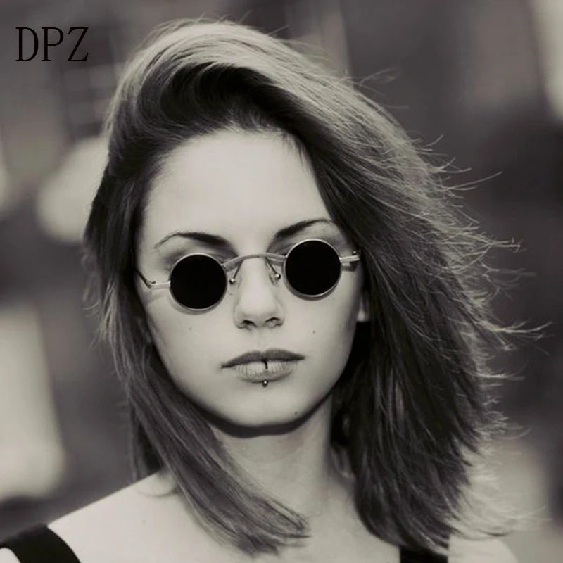 

DPZ Fashion Gothic Vampire Style SteamPunk Rock Sunglasses Vintage Small Round Brand Design Sun Glasses Oculos De Sol