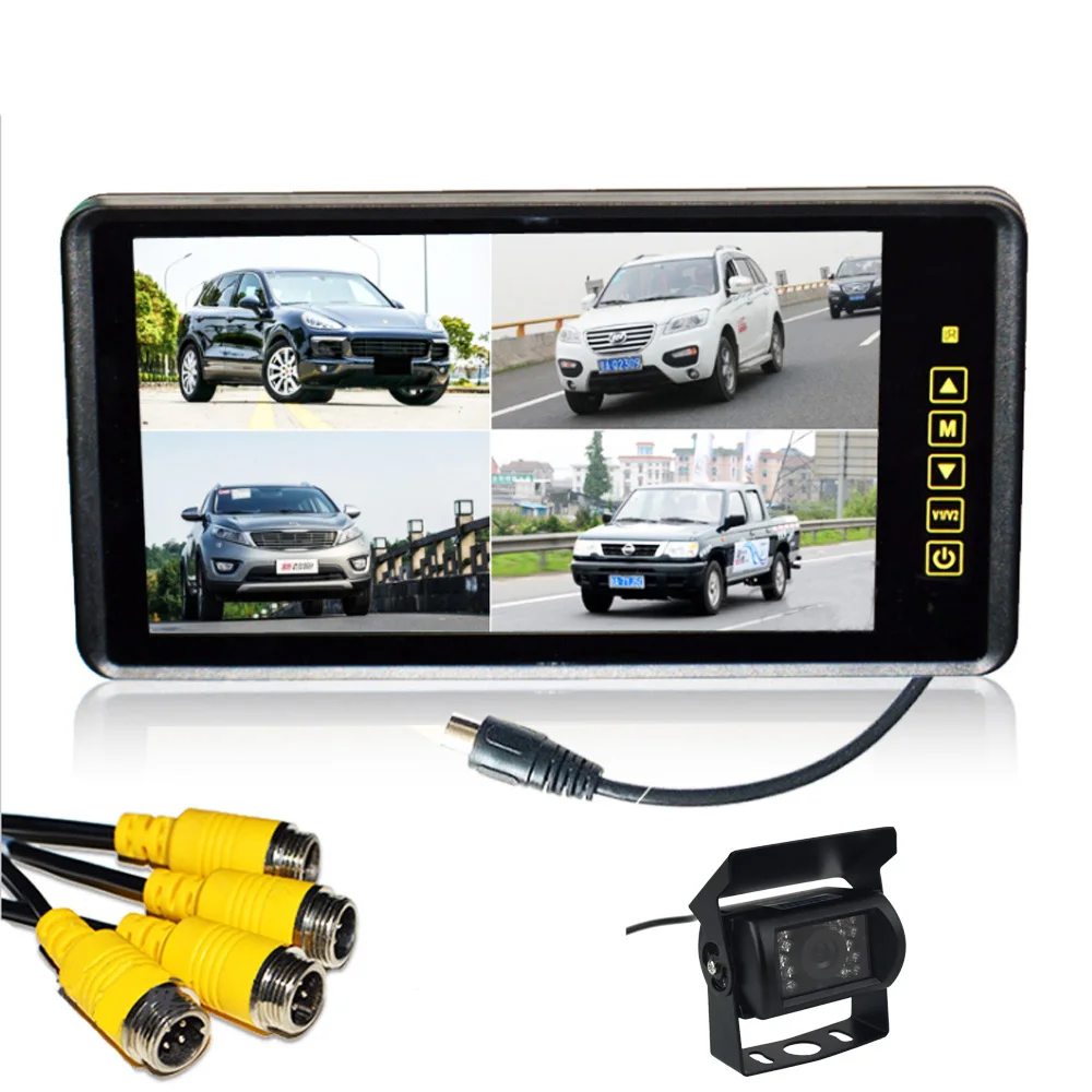 

9 Inch Rearview Mirror Display 480*234 LCD Monitor 2 Channel AV Input Reversing Priority For DVD VCD Reversing Camera