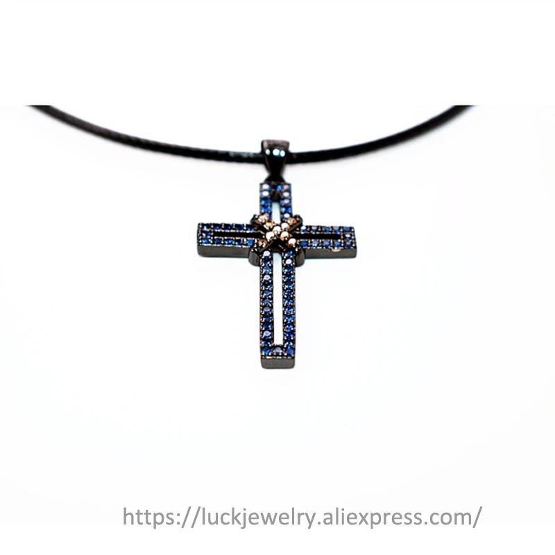 

5pcs/lot Luck Jewel Cross Pendant Necklace Micro Pave CZ Punk Design Jewelry Trendy Lovers' Hip Hop Handmade Fashion Girls Gifts