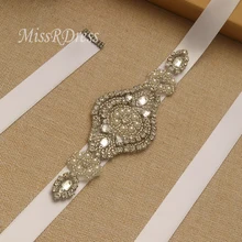 MissRDress ручной работы жемчуг свадебный пояс серебряный кристалл пояс невесты бусы со стразами Свадебные пояс-кушак для Для женщин Вечерние платья JK918