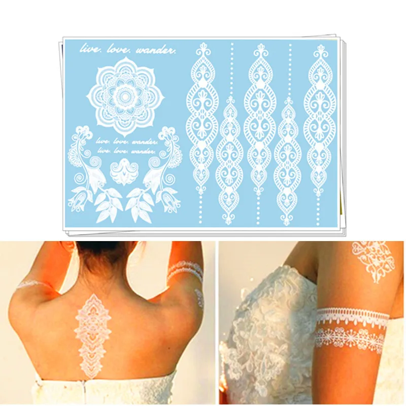 الزفاف الديكور الدانتيل الأبيض ماكياج-حزب المؤقتة الوشم ملصق-العروس و العريس الزفاف حفلة خطوبة الجسم الفن