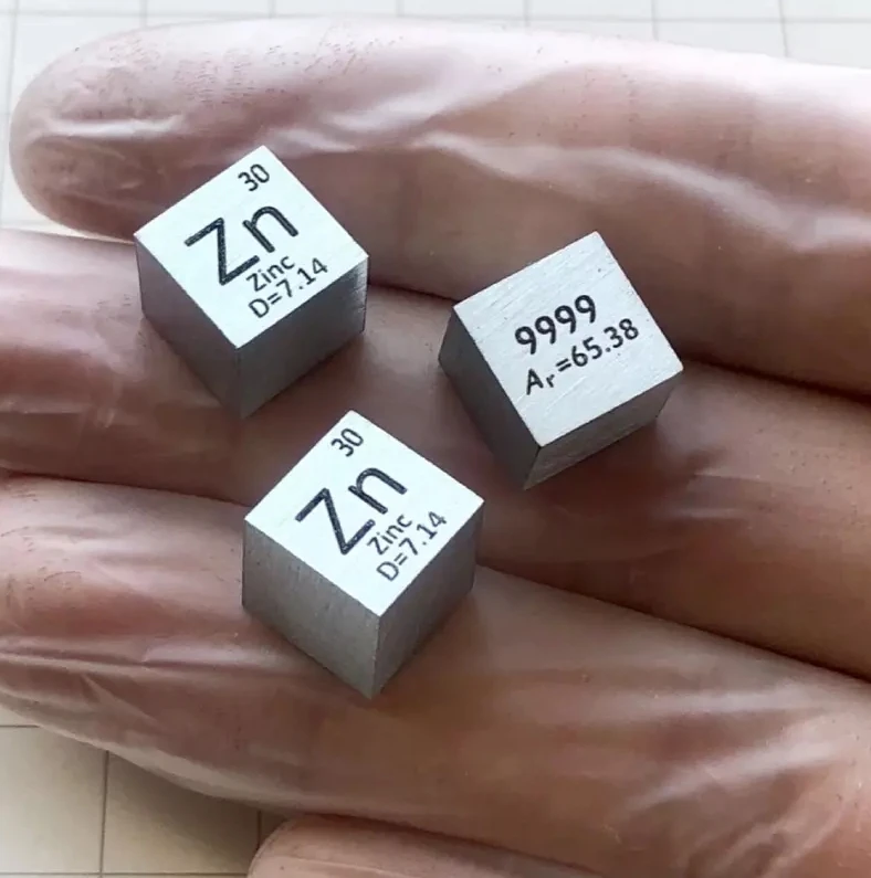 

Zinc Metal Zn 10mm Density Cube 99.99% Pure for Element Collection