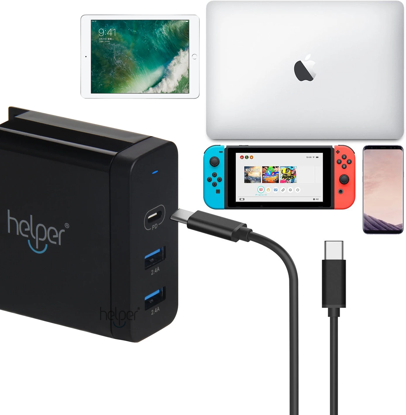 USB C Type C PD Charger Power Delivery QC 3.0 3 Port Fast ...