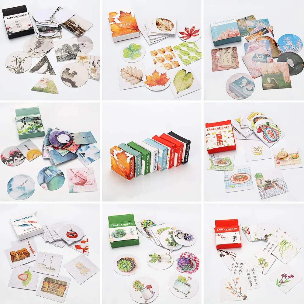 40pcs Self-adhesive Stickers Labels Boxed Stickers Pocket Album Decoration Seal Stickers DIY Paper Stickers Decorative Labels