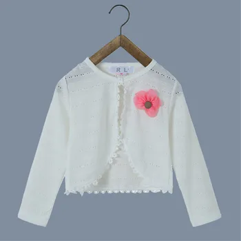 

2020 Spring Children Cardigan For Girls 100% Cotton White Girls Coat For 2 3 4 6 8 10 12 Years 2020 Girls Clothes AKC165009