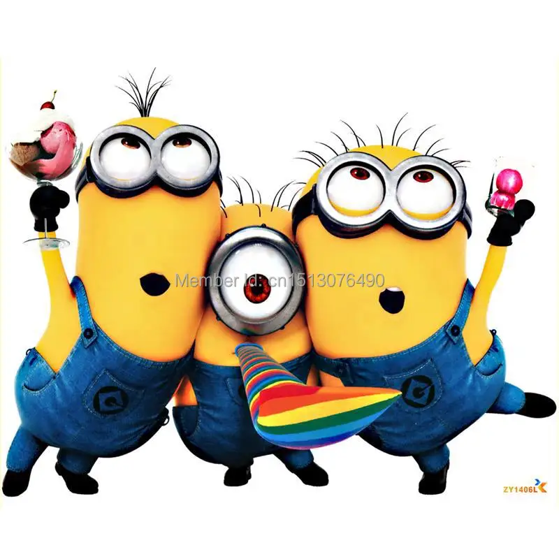 

Free shipping DESPICABLE ME 2 cute cartoon MINIONS wall sticker decoration Removable Vinyl Art decals for kids rooms
