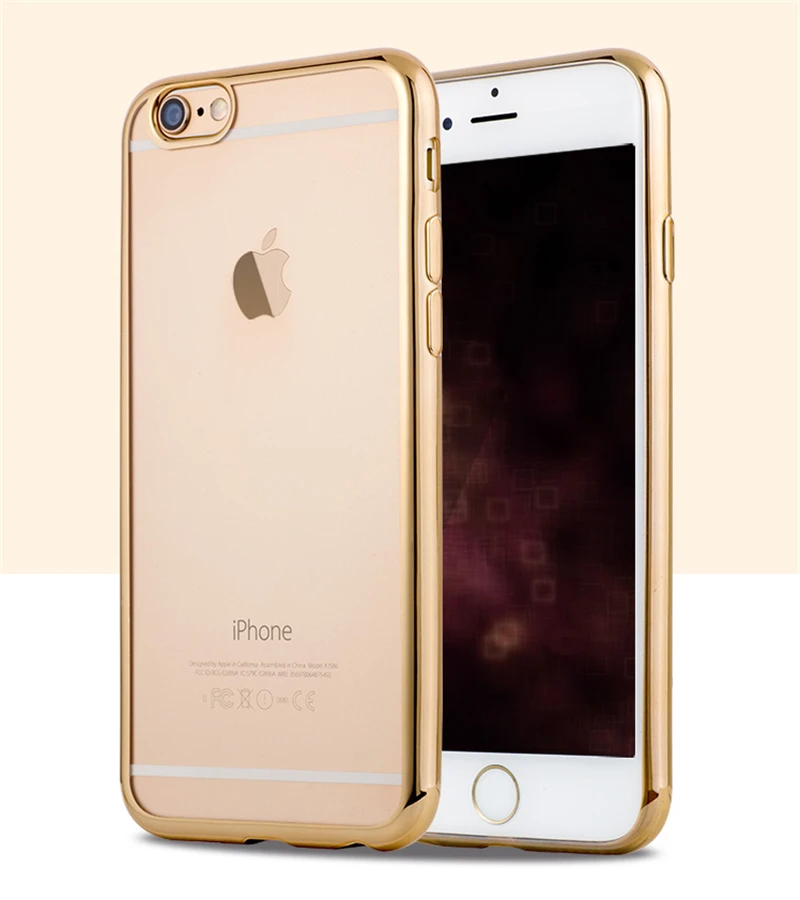 

Case For iPhone 5 SE 6 6S 7 8 Plus Luxury Plating Gilded Transparent TPU Silicone Soft Phone Cases Cover For iPhone X XR XS Case