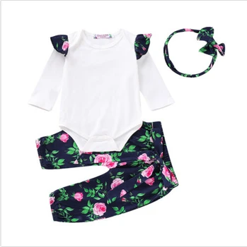 

Casual Autumn Spring Clothes Long Swings Sleeve Baby Girl Boy Romper Tops+Long Belt Floral Pants Outfit Infant Warm Set 2019