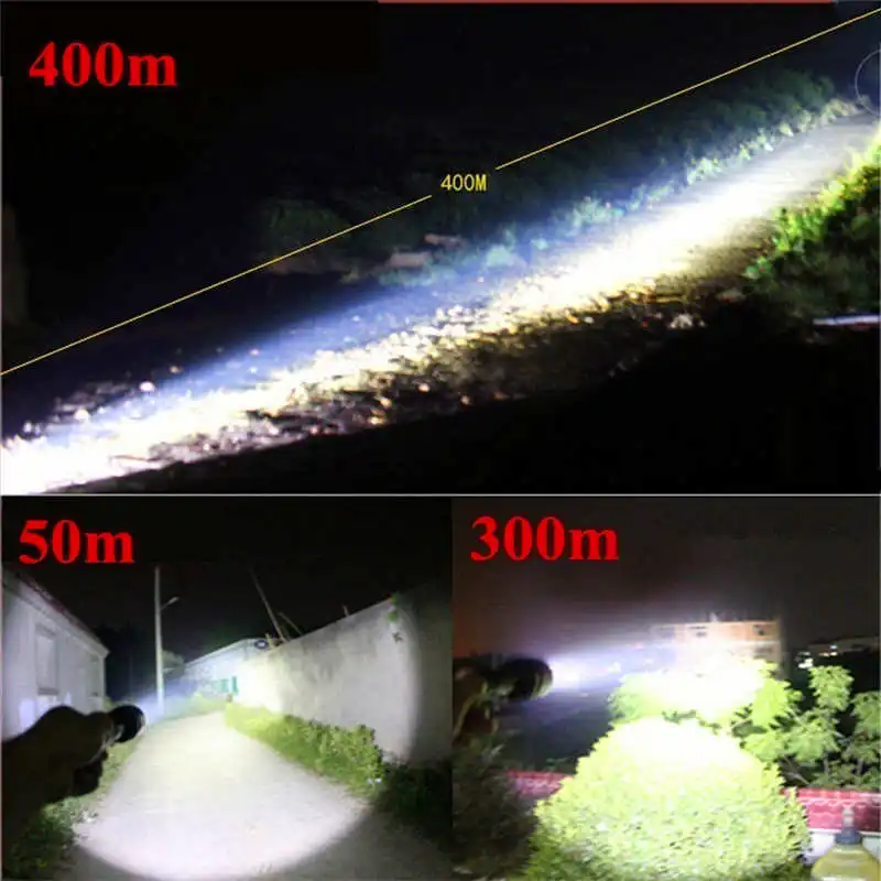 2 x Tactical Flashlight skywolfeye T6 High Powered 5Modes Zoom Aluminum+Battery led flashlight rechargeable fanatic #4S18 (2)