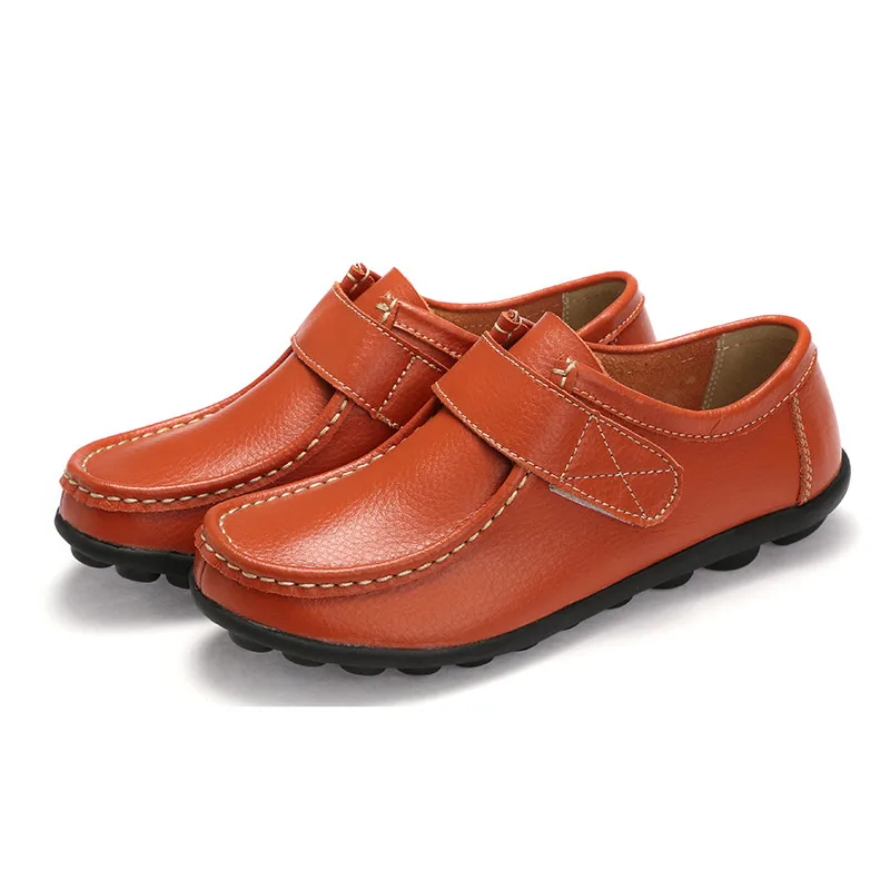 MEMUNIA/Новинка года; туфли на плоской подошве; женские удобные лоферы с круглым носком; Простые повседневные женские туфли на плоской подошве; большие размеры 35-42 - Цвет: orange