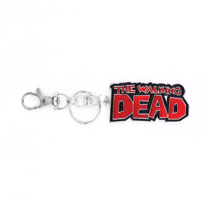 

Walking Dead Metal Red Letter Keychains Cang Bameo Settise Handmade Movie Jewelry Key Ring Souvenir