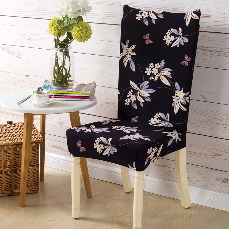 

Floral Print Letter Dining Chair Cover Spandex Elastic Anti-dirty Slipcovers Stretch Removable Hotel Banquet Seat Case