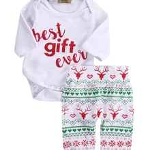 3 шт./компл. Рождество для новорожденных в Корейском стиле Одежда для маленьких девочек комплекты Длинные рукава Детские Боди+ штаны+ повязка на голову, Детский костюм 0-18Months