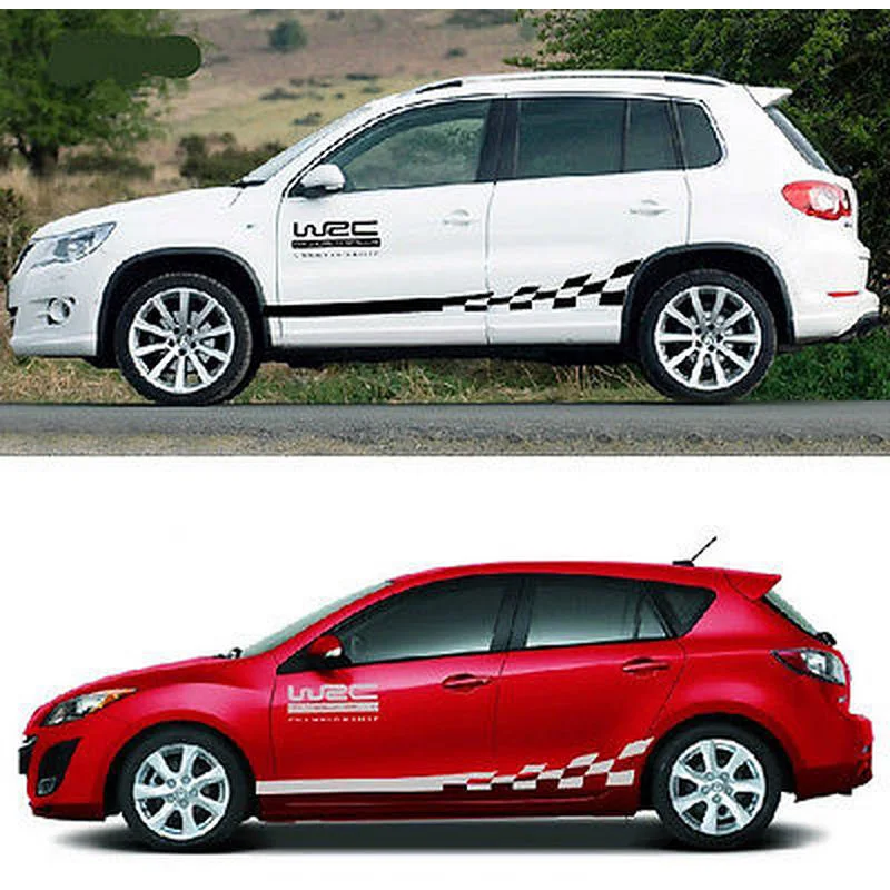 1 пара Универсальный виниловые наклейки на машину WRC двери автомобиля стикер с