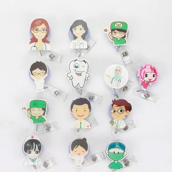 

New Medical Staff Retractable Badge Reel High quality Acrylic Student Nurse Exihibiton ID Name Card Badge Holder Office Supplies