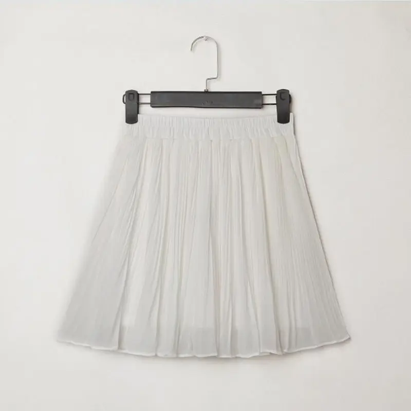Весенняя шифоновая плиссированная юбка с высокой талией для женщин Harajuku Летняя мини юбка Jupe Femme Сексуальная пляжная юбка короткие женские юбки C5308 - Цвет: white